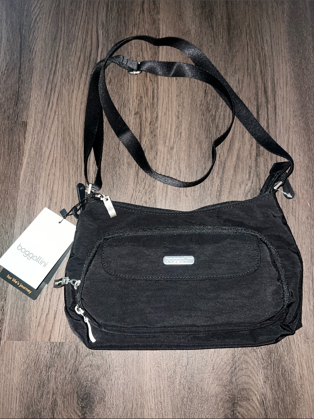 Baggallini Black Nylon Adjustable Crossbody Bag